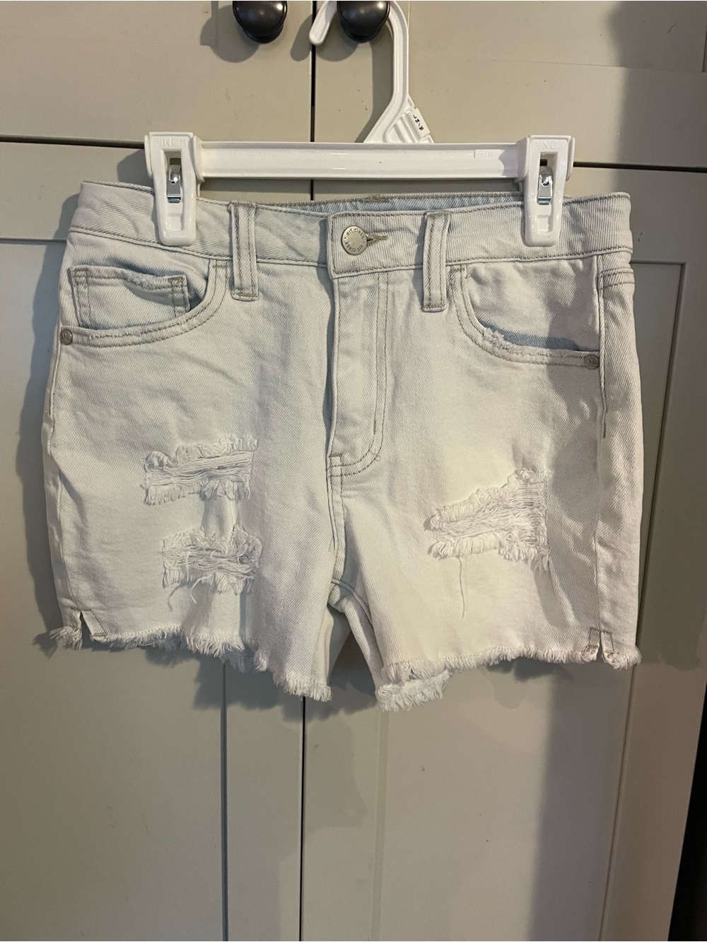 art class White Distressed Frayed Denim Shorts